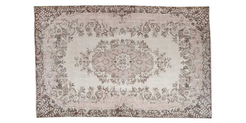 6x10 beige in brown rug , handmade wool rug , distressed rug , anatolian turkish rug , living room rug 6'4x10'3 , 193x312 cm 