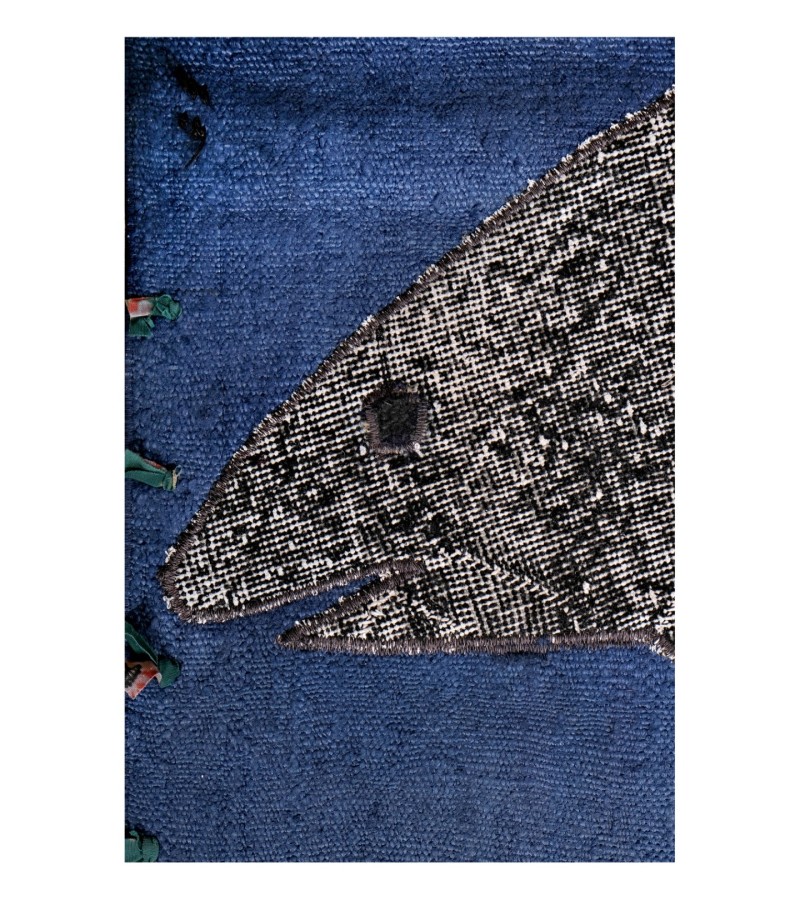 4'4x6'3 shark pattern carpet , custom handmade work , hemp in wool rug , unique beauty, decoration work , custom made to order , 135x195 cm