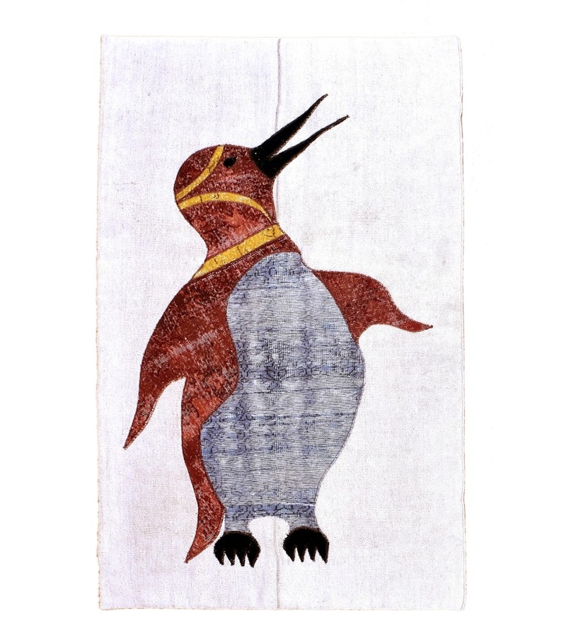 4x7 penguin pattern carpet , custom handmade work , hemp rug , unique beauty , decoration work , custom made to order , 130x225 cm
