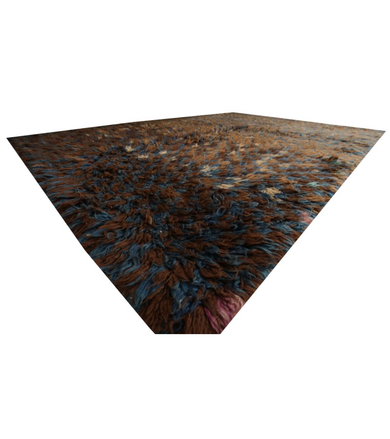 4.7 X 6.11 Ft.. 140X210 CM  Dark Brown and blue Moroccan style carpet
