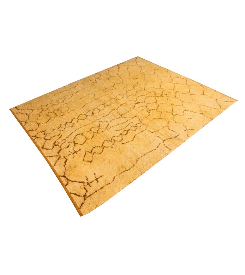 5.5 X 7.8 Ft.. Golden yellow Moroccan style Abstract carpet , 165 X 235 cm