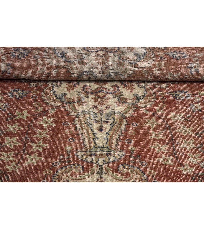 5 X 9 Feet . PErfect Madallion Rug , Copper Color Rug , Turkish Hand KNotted Antique Rug , Living Room Rug , No Repeair PErfect Condition