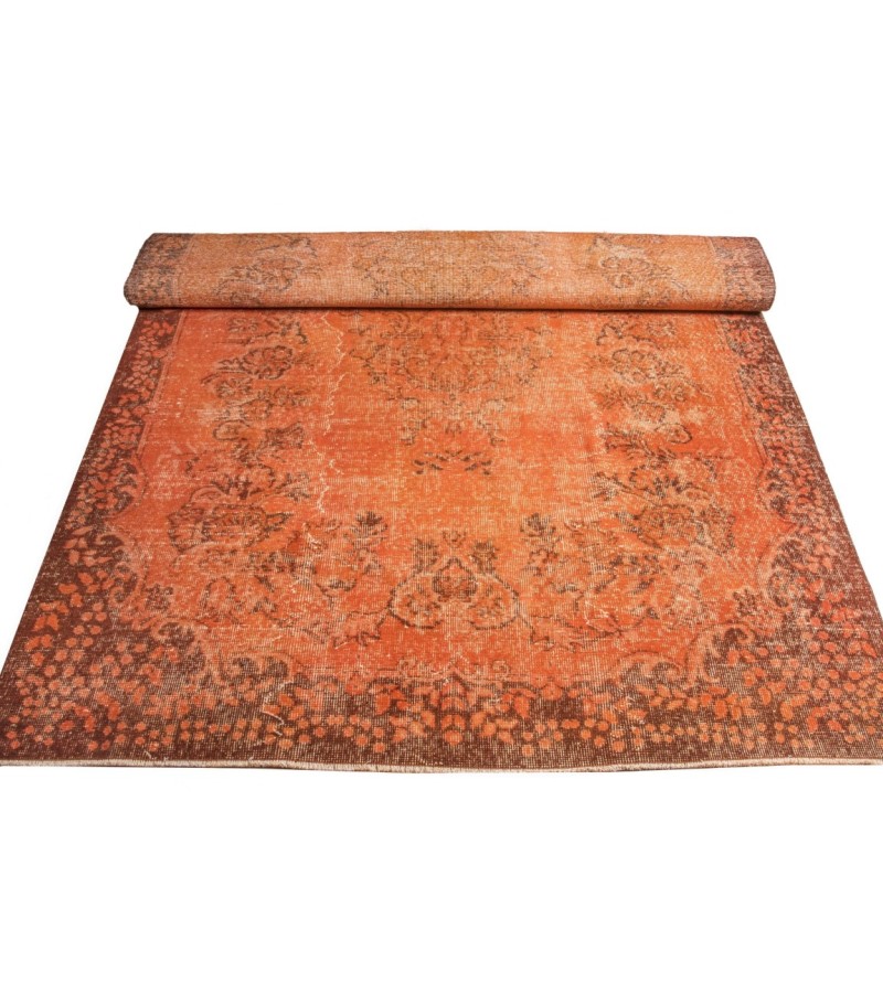 5.7 X 9.2 Ft.. 175x283 cm Orange Color Rug , Living Room Rug , Hand Knotted Rug , Mid-Country Rug Very Good  situation