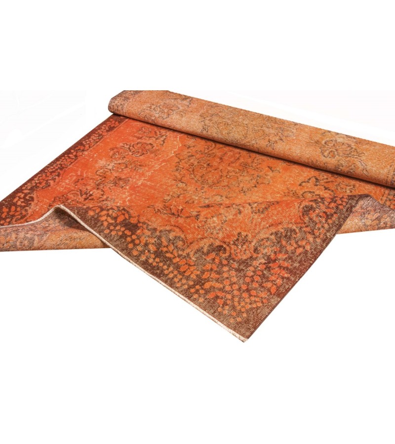 5.7 X 9.2 Ft.. 175x283 cm Orange Color Rug , Living Room Rug , Hand Knotted Rug , Mid-Country Rug Very Good  situation