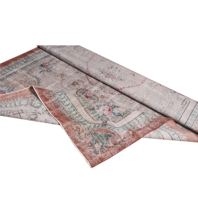 7 X 10 Feet . All over Flower Pattern , Pastel Rainbow Colors Rug , Turkish Hand Knotted Living Room Rug , No Repeair PErfect Condition