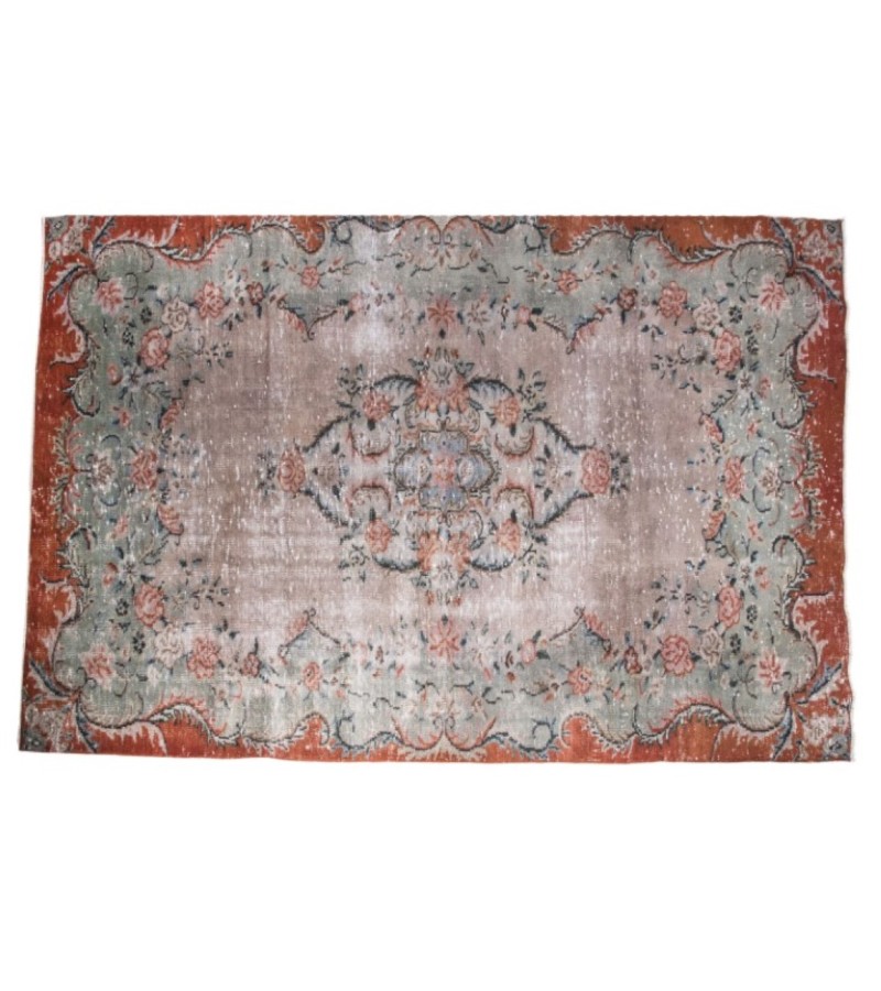 5.8 X 9.9 Ft.. 175x299 cm Turkish Living Room Rug , Two Colors Rug , Vintage Hand Knotted Rug 