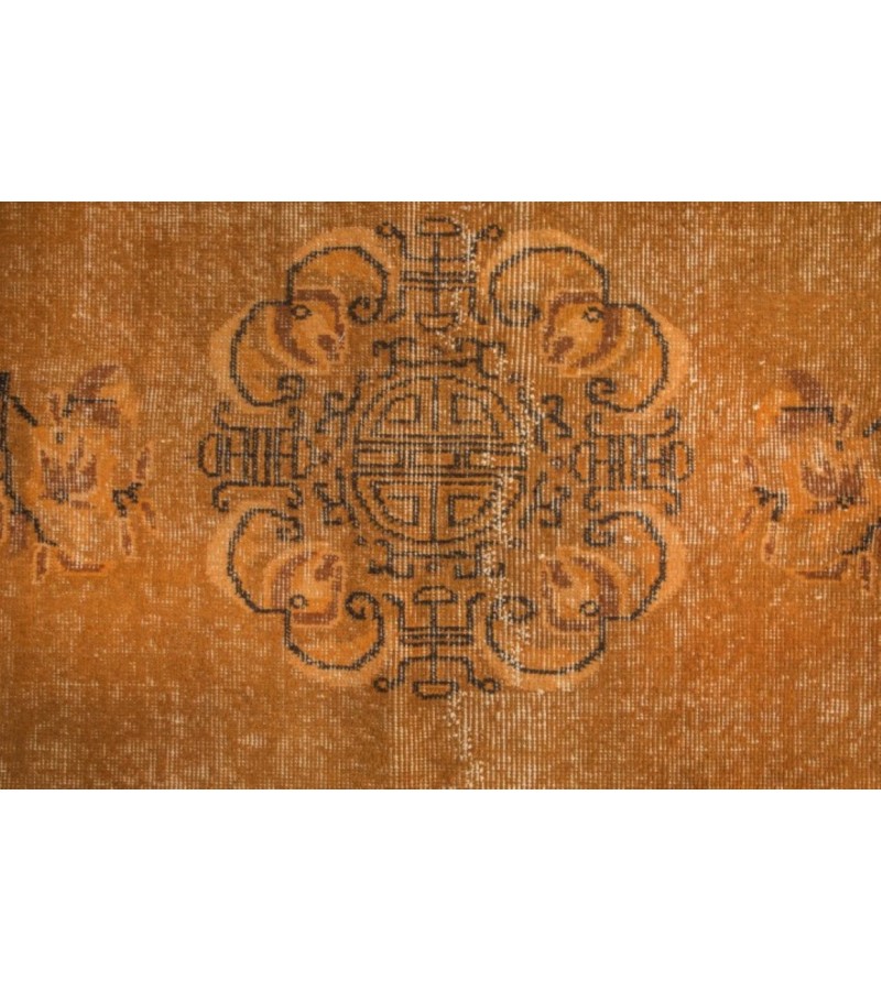 4.7 X 8.4 Ft.. 141x255 cm Orange Kitchen Rug , Decoration Dizayn Rug , Vintage Carpets
