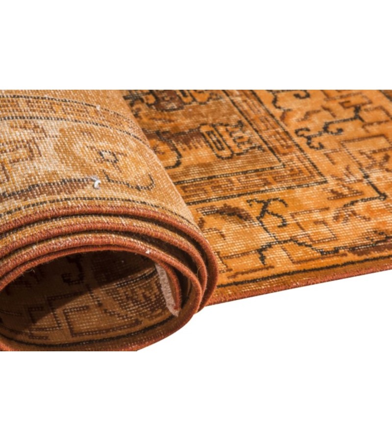 4.7 X 8.4 Ft.. 141x255 cm Orange Kitchen Rug , Decoration Dizayn Rug , Vintage Carpets