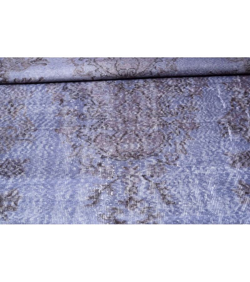 156 X 295 cm Blue Rug , Muted pattern Rug , Turkish Rug , Overdyed Rug , Faded Rug  , Living Room Rug
