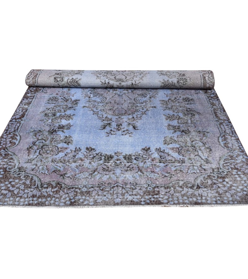180 X 280 Cm Blue Hand Knotted Turkish Rug , Vintage Rug , Antique Rug , Anatolian Rug  , Overdyed Rug , Perfect in very good condition  Rug