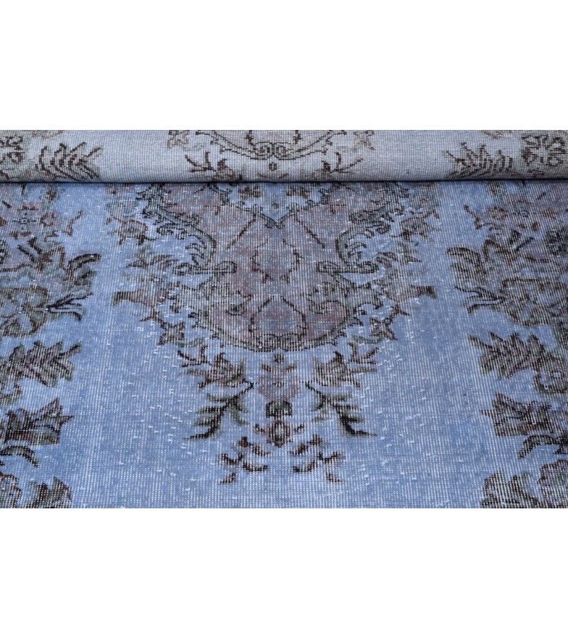 180 X 280 Cm Blue Hand Knotted Turkish Rug , Vintage Rug , Antique Rug , Anatolian Rug  , Overdyed Rug , Perfect in very good condition  Rug