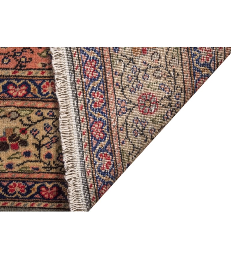 6 X 9 Feet . All over Flower Pattern , Brown in Rainbown Colors Rug , Turkish Hand Knotted Living Room Rug, No Repeair PErfect Condition