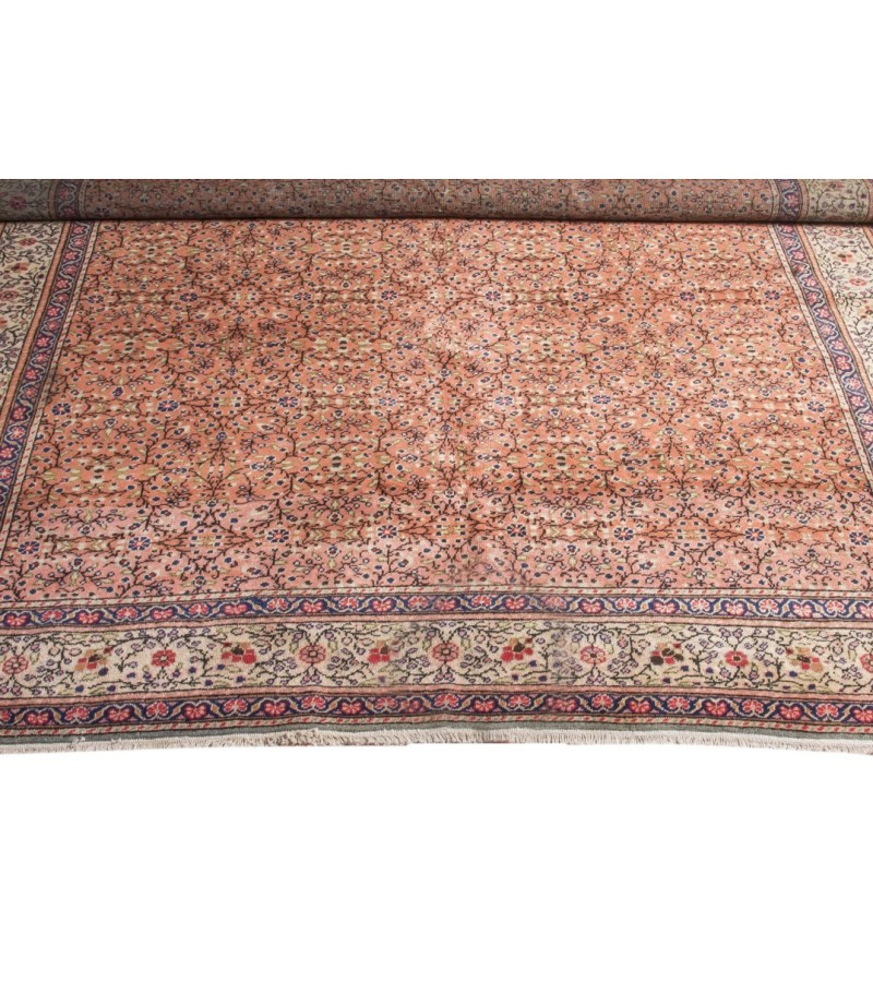 6 X 9 Feet . All over Flower Pattern , Brown in Rainbown Colors Rug , Turkish Hand Knotted Living Room Rug, No Repeair PErfect Condition