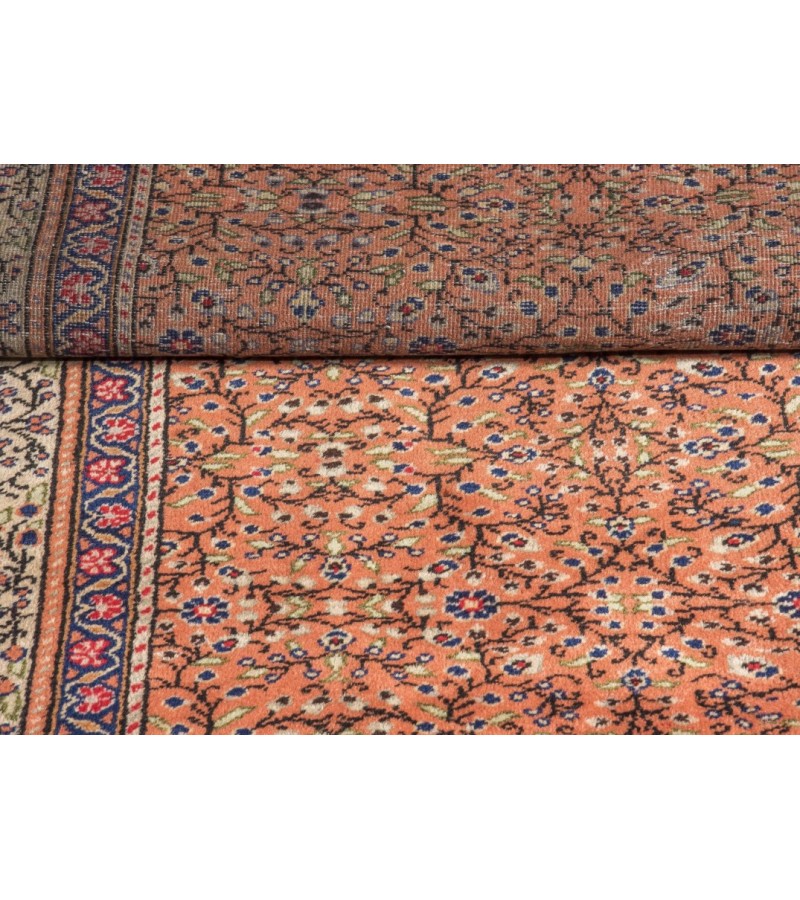 6 X 9 Feet . All over Flower Pattern , Brown in Rainbown Colors Rug , Turkish Hand Knotted Living Room Rug, No Repeair PErfect Condition