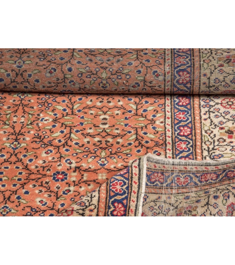 6 X 9 Feet . All over Flower Pattern , Brown in Rainbown Colors Rug , Turkish Hand Knotted Living Room Rug, No Repeair PErfect Condition