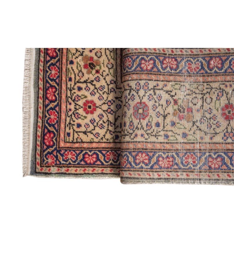 6 X 9 Feet . All over Flower Pattern , Brown in Rainbown Colors Rug , Turkish Hand Knotted Living Room Rug, No Repeair PErfect Condition