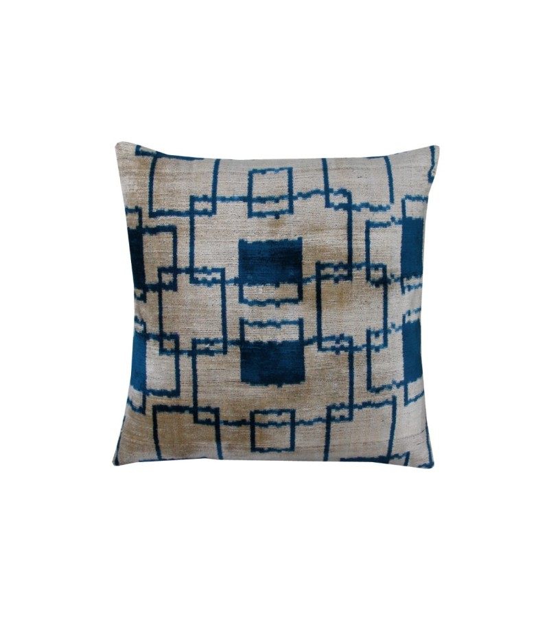 1.6 X 1.6 Feet . Turkish Anatolian Geometric Pillow, Striped Wool Pillow,  Kilim Rug Pillow, Boho Antique Pillow ,  Silk Velvet Pillow