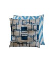 1.6 X 1.6 Feet . Turkish Anatolian Geometric Pillow, Striped Wool Pillow,  Kilim Rug Pillow, Boho Antique Pillow ,  Silk Velvet Pillow