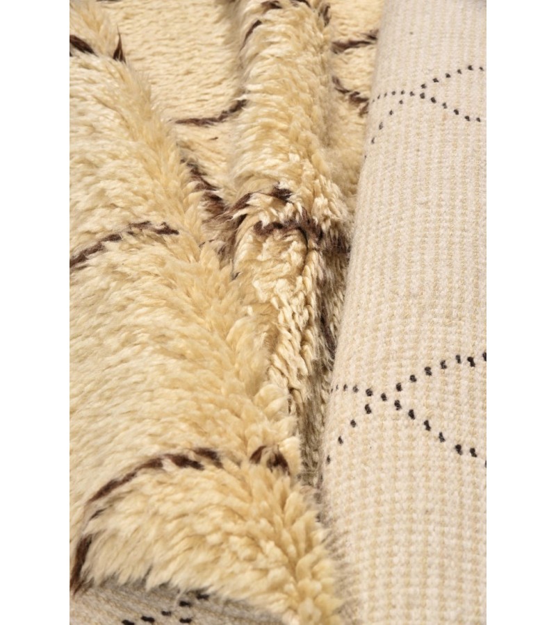 5X9 Feet . Modern Carpet, Turkish Shaggy Tulu rug ,handmade shaggy rug , Oversize Beige in Brown Details Colors high Pile Designer rug