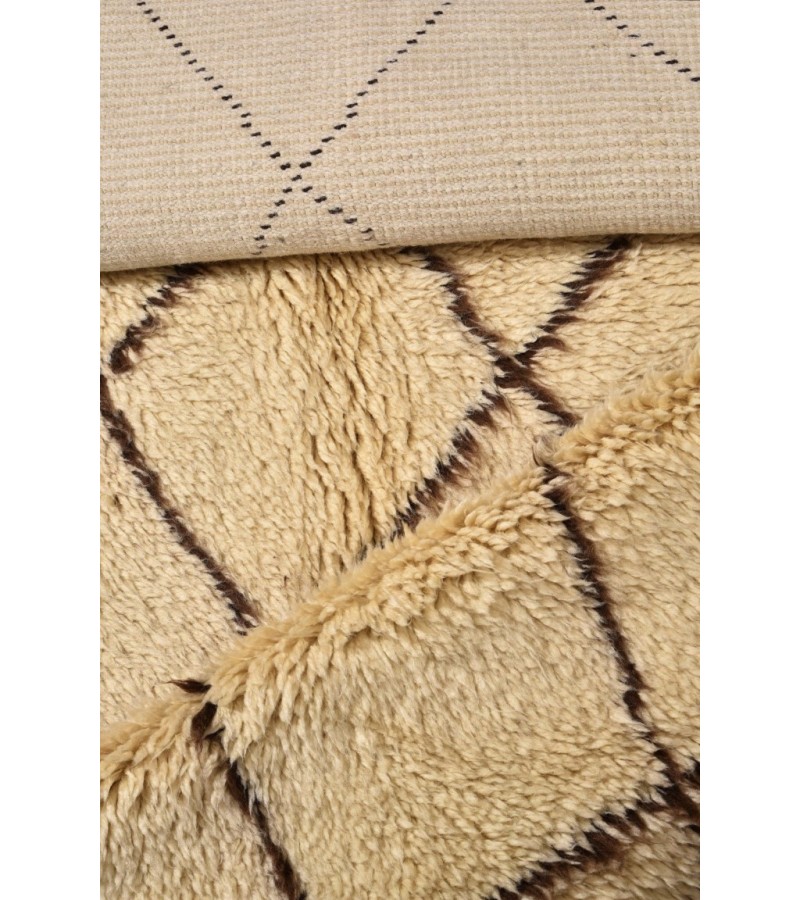 5X9 Feet . Modern Carpet, Turkish Shaggy Tulu rug ,handmade shaggy rug , Oversize Beige in Brown Details Colors high Pile Designer rug