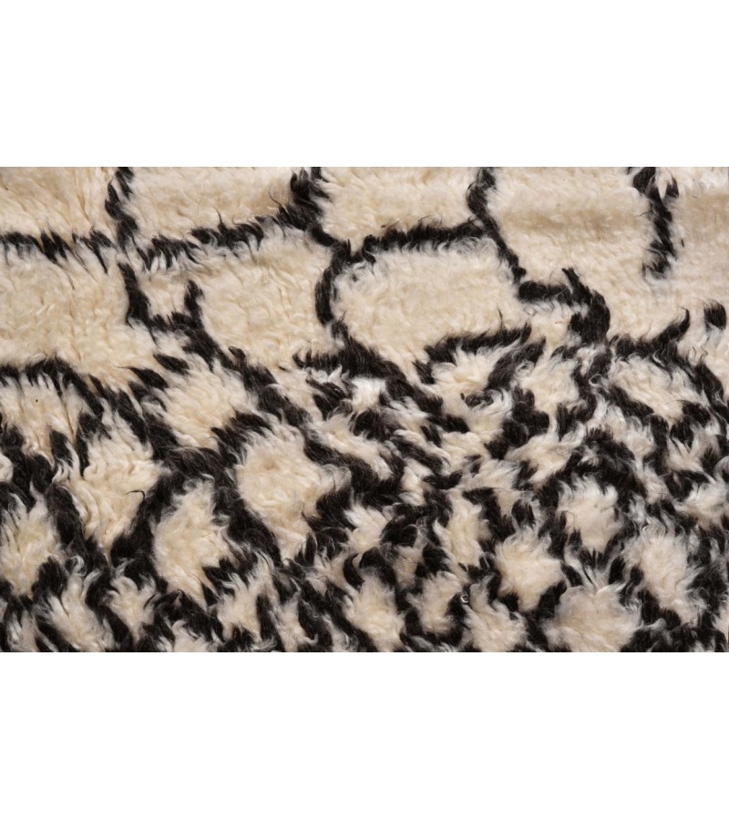 7X10 Feet . Modern Carpet, Turkish Shaggy Tulu rug ,handmade shaggy rug , Oversize Beige in Black details Colors high Pile Designer rug