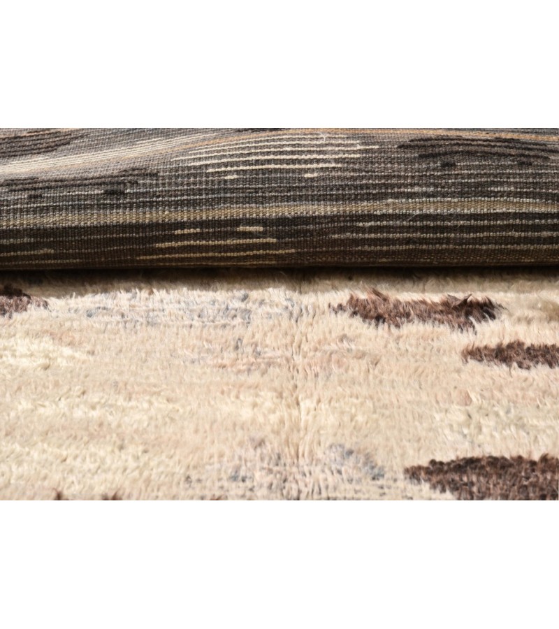 6x9 Feet. Modern Carpet, Turkish Shaggy Tulu rug ,handmade shaggy rug , Oversize Beige in Brown  Colors high Pile Designer rug