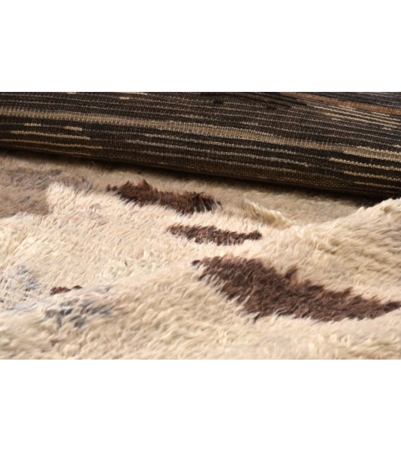 6x9 Feet. Modern Carpet, Turkish Shaggy Tulu rug ,handmade shaggy rug , Oversize Beige in Brown  Colors high Pile Designer rug