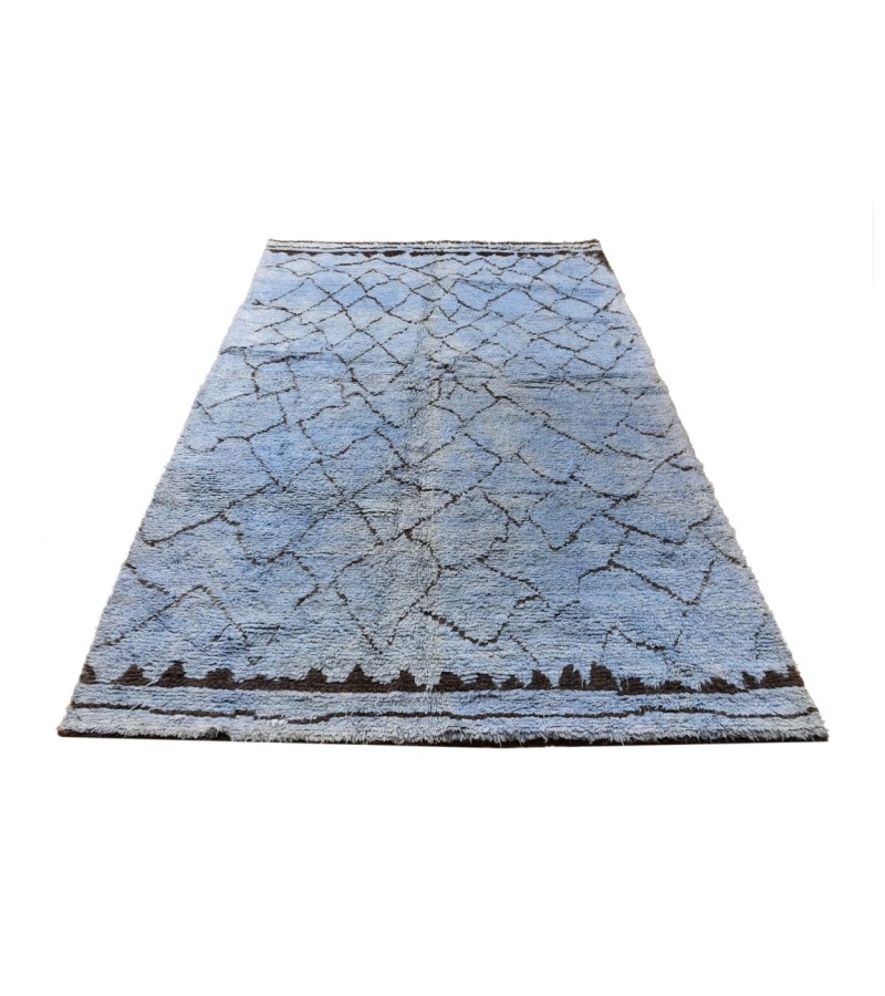 6x9 Feet. Modern Carpet, Turkish Shaggy Tulu rug ,handmade shaggy rug , Oversize Blue  in Beige Colors high Pile Designer rug