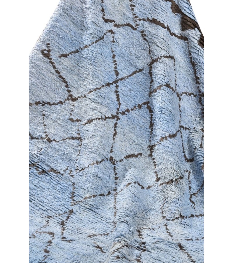 6x9 Feet. Modern Carpet, Turkish Shaggy Tulu rug ,handmade shaggy rug , Oversize Blue  in Beige Colors high Pile Designer rug