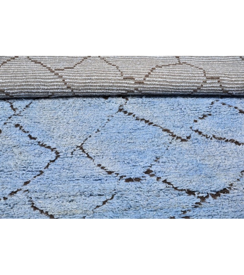 6x9 Feet. Modern Carpet, Turkish Shaggy Tulu rug ,handmade shaggy rug , Oversize Blue  in Beige Colors high Pile Designer rug