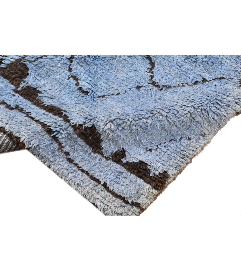 6x9 Feet. Modern Carpet, Turkish Shaggy Tulu rug ,handmade shaggy rug , Oversize Blue  in Beige Colors high Pile Designer rug