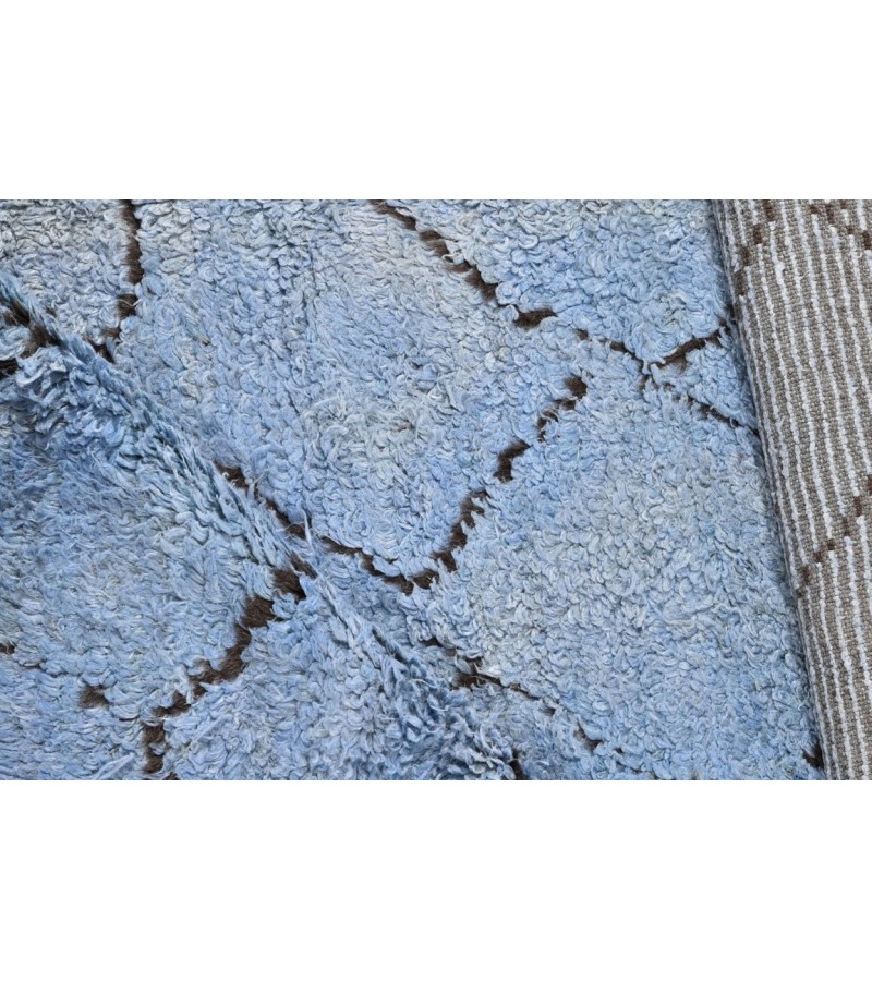 6x9 Feet. Modern Carpet, Turkish Shaggy Tulu rug ,handmade shaggy rug , Oversize Blue  in Beige Colors high Pile Designer rug