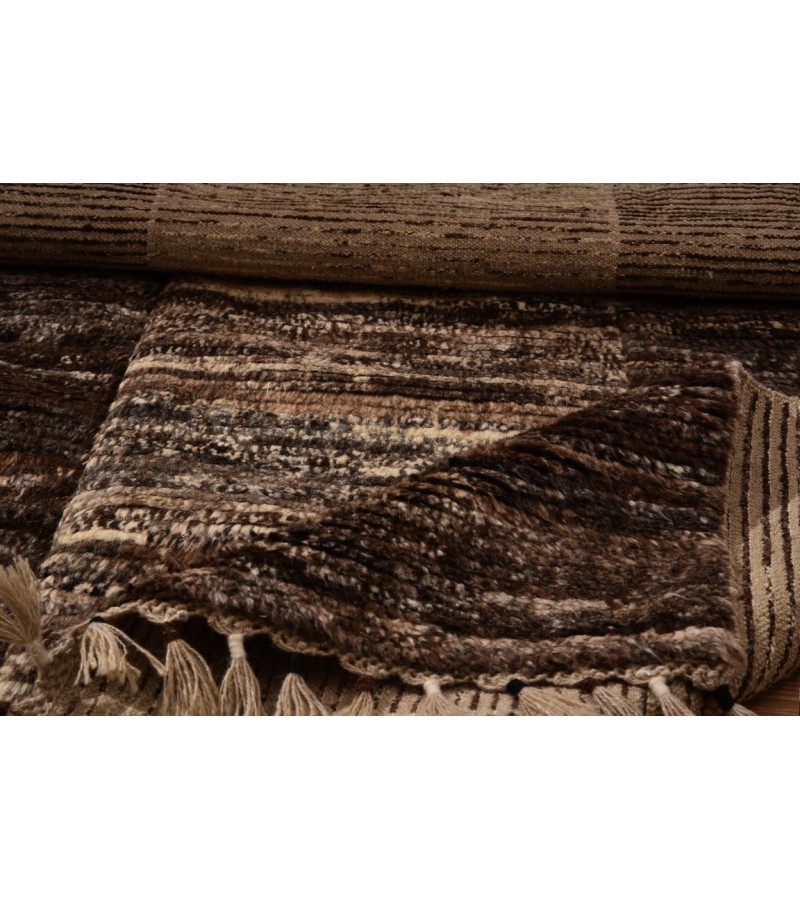 6X8 Feet . Modern Carpet, Turkish Shaggy Tulu rug ,handmade shaggy rug , Oversize Brown in Beige Colors high Pile Designer rug