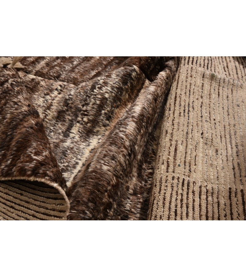 6X8 Feet . Modern Carpet, Turkish Shaggy Tulu rug ,handmade shaggy rug , Oversize Brown in Beige Colors high Pile Designer rug