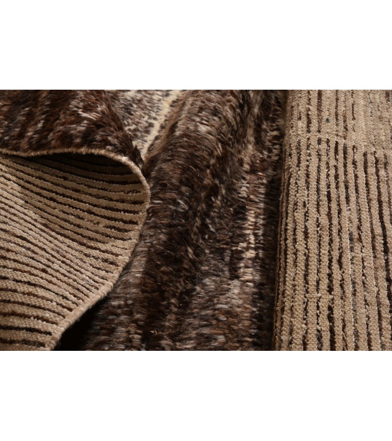 6X8 Feet . Modern Carpet, Turkish Shaggy Tulu rug ,handmade shaggy rug , Oversize Brown in Beige Colors high Pile Designer rug