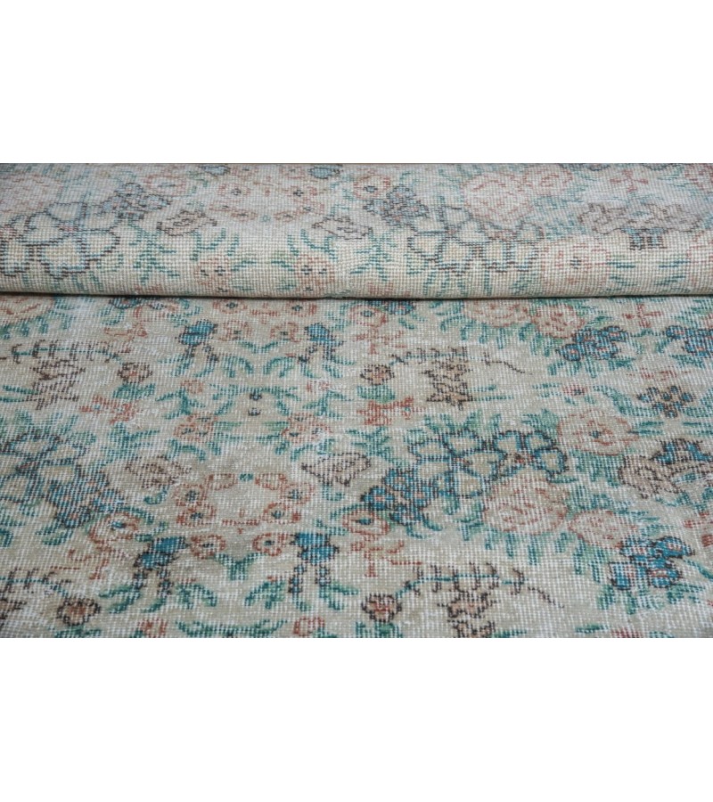 6 X 10 Feet .  Turkish Hand Knotted Antique Rug , Pastel Color Rug , No Repeair Perfect Condition Rug ,  Mid-Country  Oushak Overdyed Rug