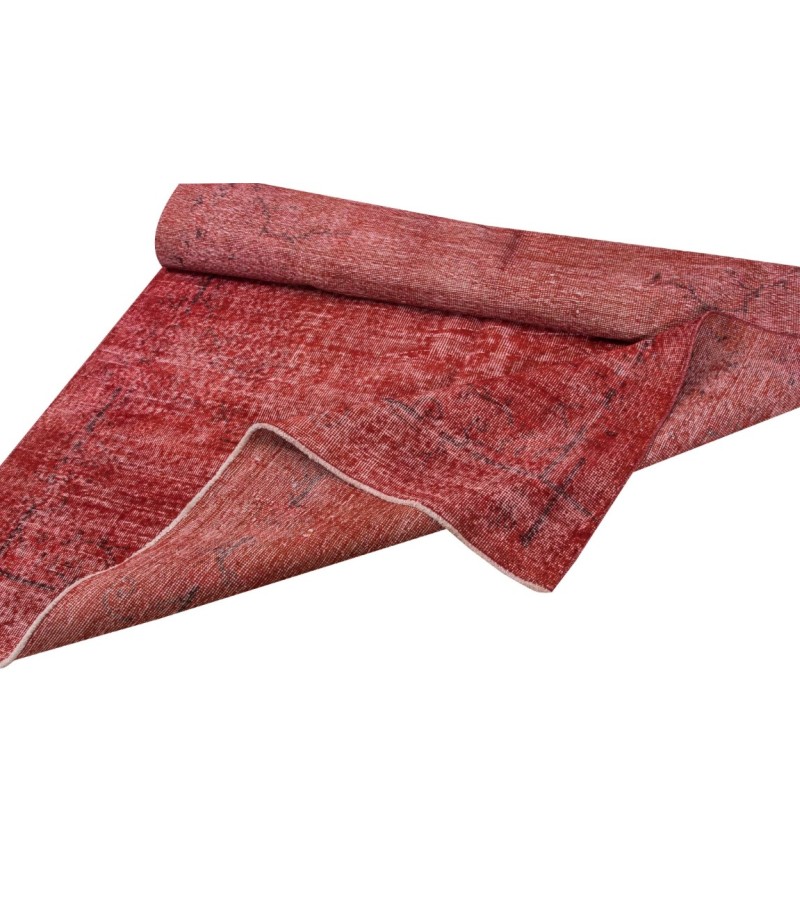 5X8 Feet . Turkish Hand Knotted Area Rug , Overdye Luxury Rug , Red Color Rug , No Repair Perfect Condition Rug