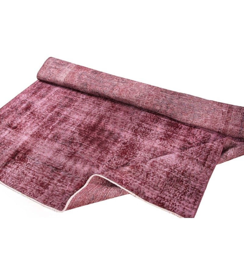 7X10 Feet . No Pattern Burgundy Color Rug , No Model  Rug , Turkish Hand KNotted Overdye Rug , PErfect Condition Rug