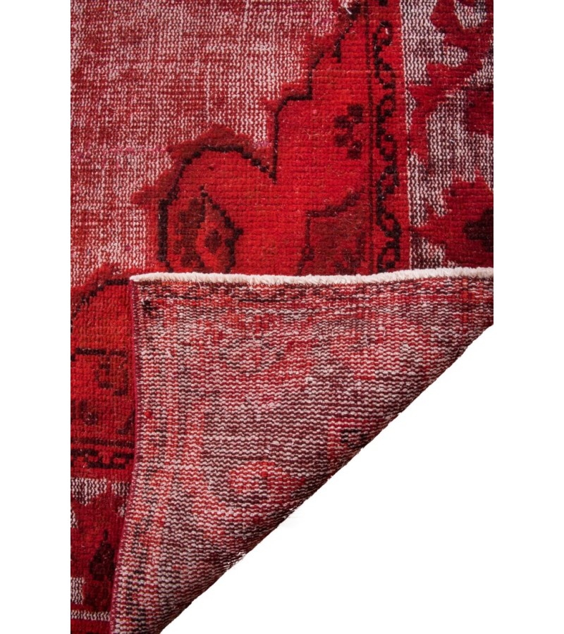 6X8 Feet .  Red Color Carving Pattern Rug , Turkish hand KNotted Rug , Muted Color Vintage Rug , PErfect Condition