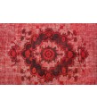 6X8 Feet .  Red Color Carving Pattern Rug , Turkish hand KNotted Rug , Muted Color Vintage Rug , PErfect Condition 