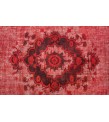 6X8 Feet .  Red Color Carving Pattern Rug , Turkish hand KNotted Rug , Muted Color Vintage Rug , PErfect Condition