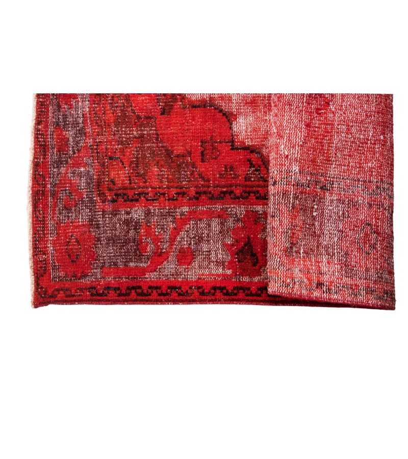 6X8 Feet .  Red Color Carving Pattern Rug , Turkish hand KNotted Rug , Muted Color Vintage Rug , PErfect Condition