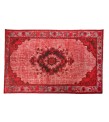 6X8 Feet .  Red Color Carving Pattern Rug , Turkish hand KNotted Rug , Muted Color Vintage Rug , PErfect Condition