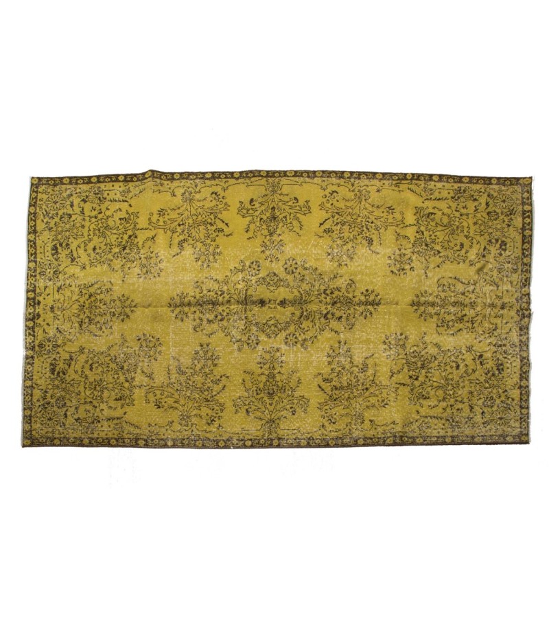 6X9 Feet  . Green Color Vintage Rug , All over Flowers Pattern Rug , Turkish Hand Knotted Rug , No Repeair PErfect condition , Antique Rug