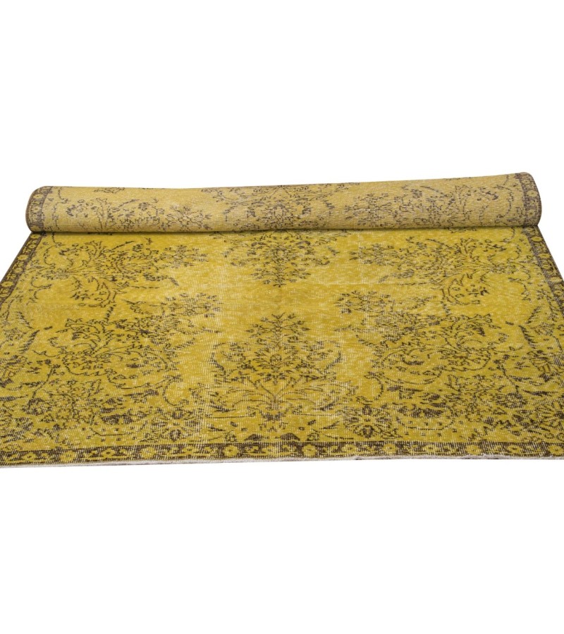 6X9 Feet  . Green Color Vintage Rug , All over Flowers Pattern Rug , Turkish Hand Knotted Rug , No Repeair PErfect condition , Antique Rug