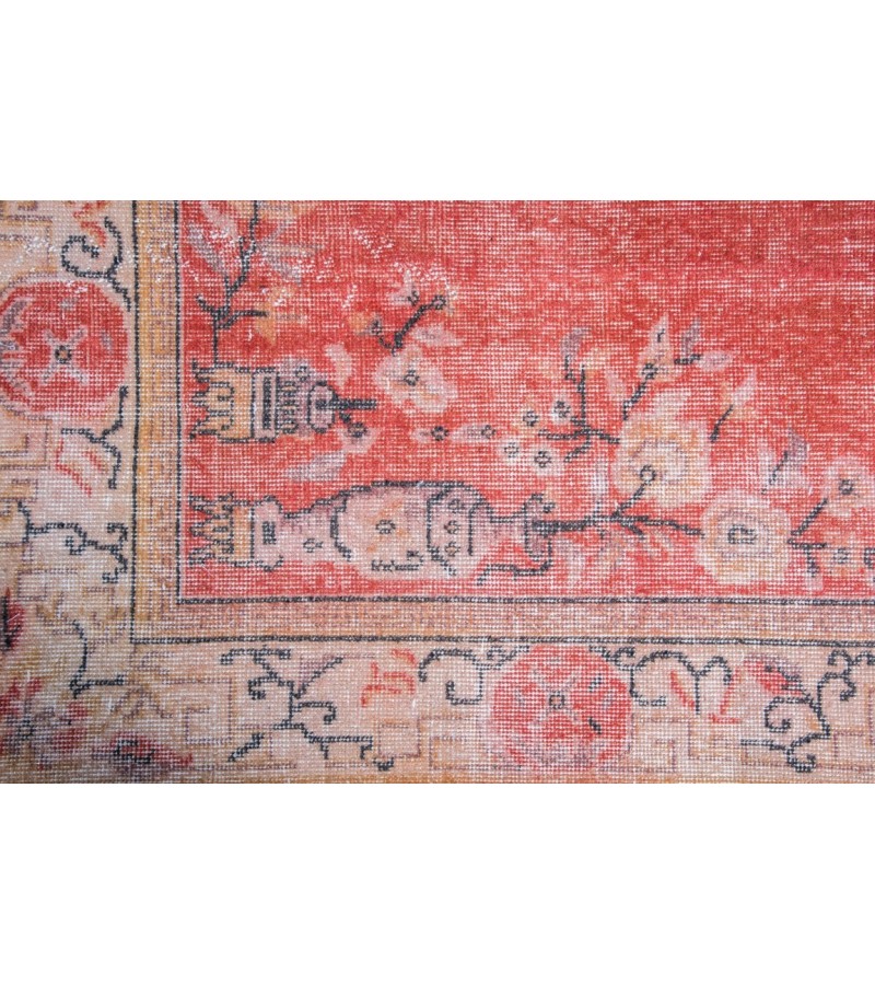 6X9 Feet . Flowers Madallion Pattern Rug , Pink Color Antique Rug , Hand Knotted Living Room Rug , Turkish Area Rug , No Repeair Perfect Condition