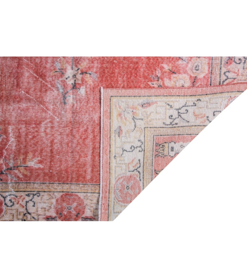6X9 Feet . Flowers Madallion Pattern Rug , Pink Color Antique Rug , Hand Knotted Living Room Rug , Turkish Area Rug , No Repeair Perfect Condition