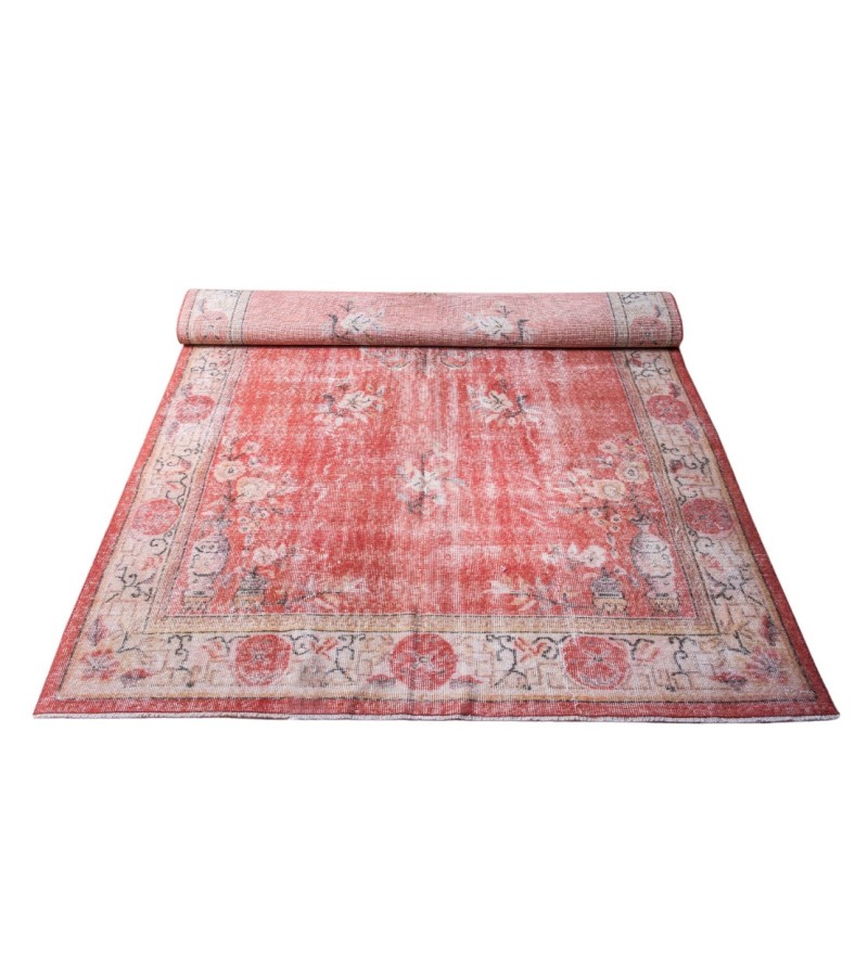 6X9 Feet . Flowers Madallion Pattern Rug , Pink Color Antique Rug , Hand Knotted Living Room Rug , Turkish Area Rug , No Repeair Perfect Condition