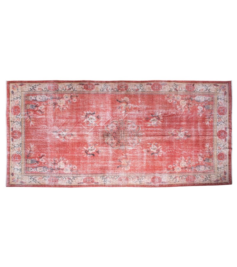 6X9 Feet . Flowers Madallion Pattern Rug , Pink Color Antique Rug , Hand Knotted Living Room Rug , Turkish Area Rug , No Repeair Perfect Condition 
