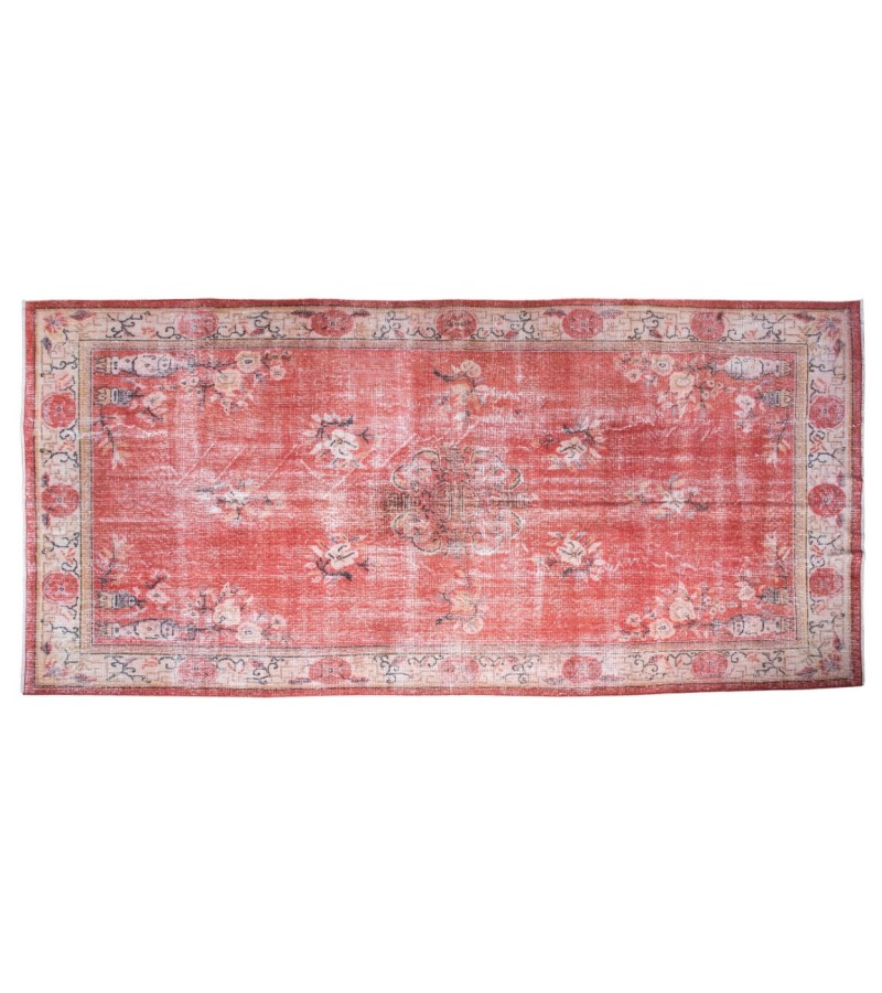 6X9 Feet . Flowers Madallion Pattern Rug , Pink Color Antique Rug , Hand Knotted Living Room Rug , Turkish Area Rug , No Repeair Perfect Condition